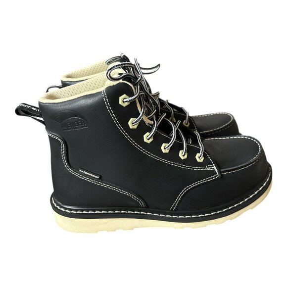 Avenger Boot Womens 9 W 6" Moc Toe Work Boot Black Comp Toe WP Wedge Sole A7552 - Picture 3 of 9